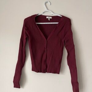 H&M Burgundy Ribbed Crop Top
